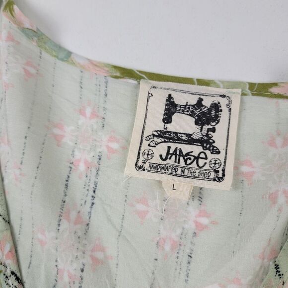 JAASE Floral Boho Multicolor Blouse Top Womens size Large Oversized Jaase - Picture 10 of 14